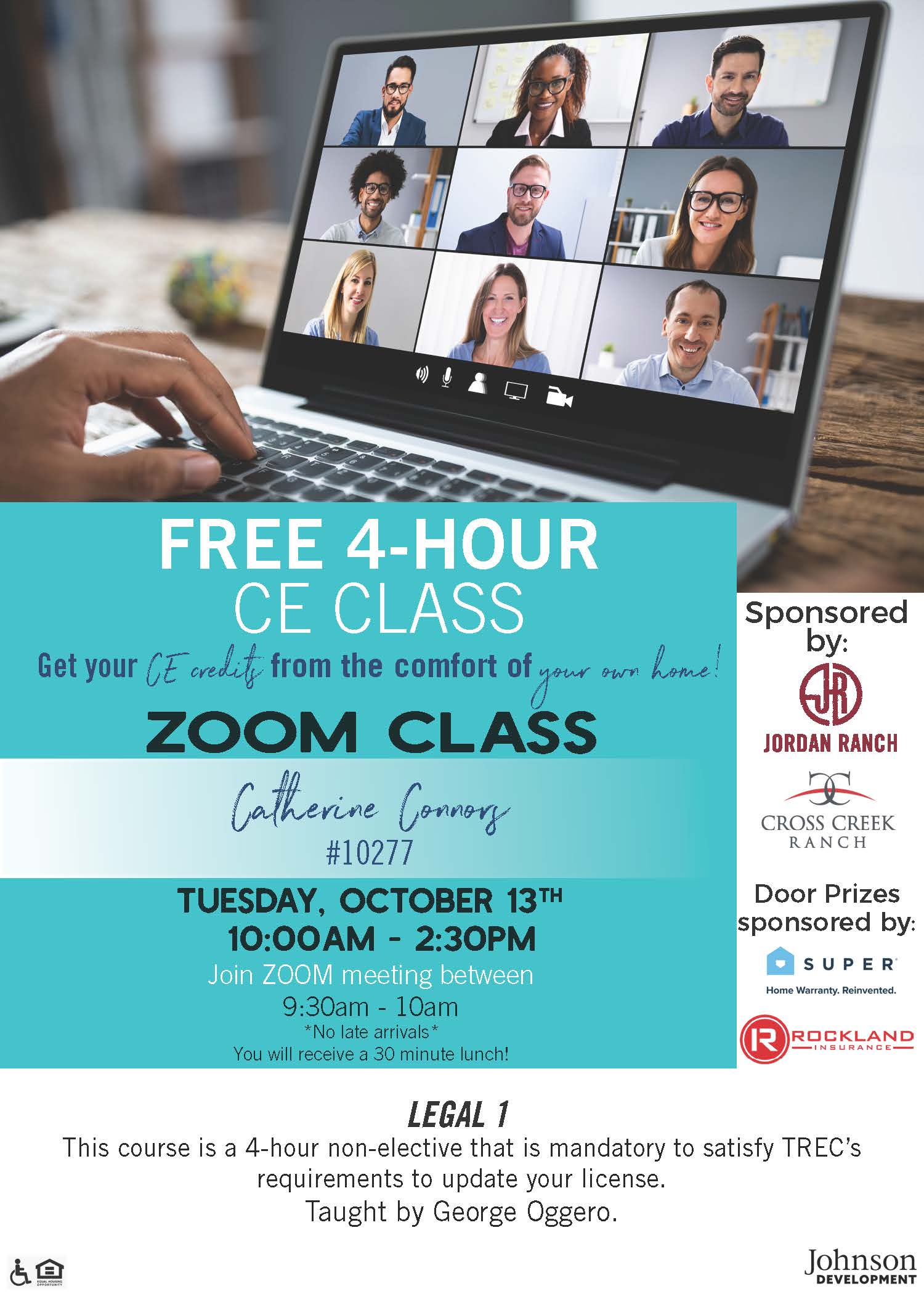 Legal 1 FREE 4 hour CE Class via Zoom