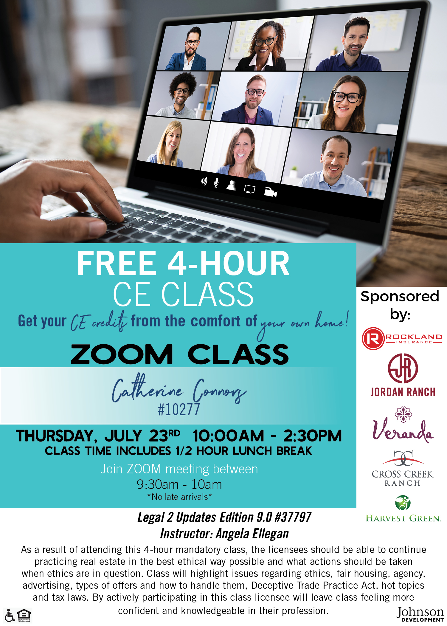 Legal 2 FREE 4 hour CE Class via ZOOM